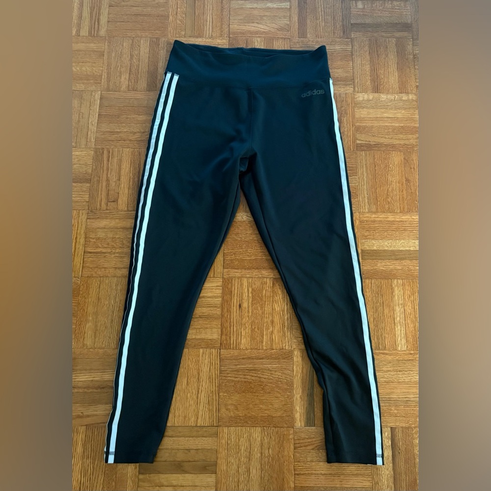 adidas Black Leggings with White Stripes Xl